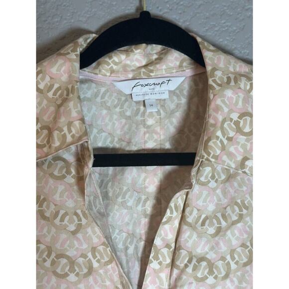 Foxcroft Womens Sz 14 Heritage Non-Iron 100% Cotton Pamela Chevron 3/4 Sleeve - Picture 2 of 11